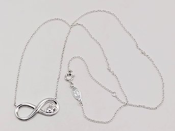 LA Disney Sterling Silver Chain Necklace Inscribed Mickey Infinity Pendant 2.7G