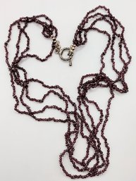 Pictosign Sterling Garnet 4 Strand Necklace 45.3G
