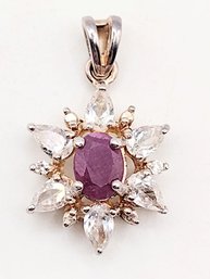 JC Gold Over Sterling Silver Ruby Pendant 2.7G