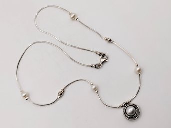 Signed Sterling Silver Multi Pearl Necklace Israel 8.5G