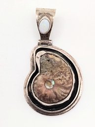 Sterling Silver Opal Shell Pendant 8.6G