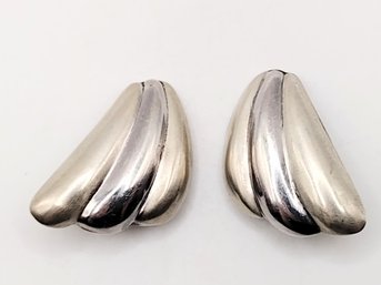 Sterling Silver Hollow Clip On Earrings 10.6G