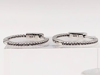 L Sterling Silver Multi Stone Hoop Earrings 3.1G