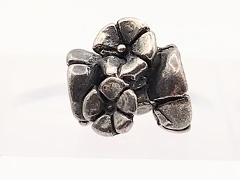 Sterling Silver Floral Bead Charm 3.7G
