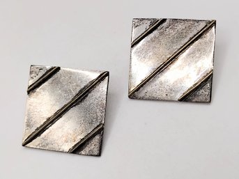 TM-84 Sterling Silver Square Post Earrings 21.1G