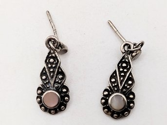 Sterling Silver Dangle Post Earrings 2.1G