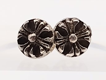 Sterling Silver Floral Post Earrings 1.5G