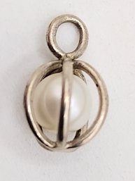 Sterling Silver Pearl Cage Pendant 1.1G