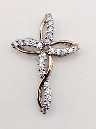 IBB Gold Over Sterling Silver Multi Stone Cross Pendant 1.4G
