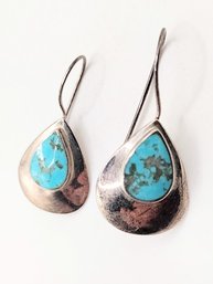 Boma Sterling Silver Turquoise Hook Earrings 4.1G