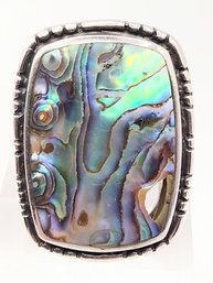K Sterling Silver Abalone Ring SZ 7.25 12.5G