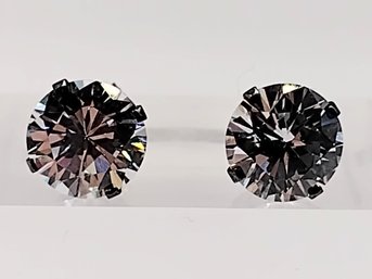 SU Sterling Silver CZ Stud Earrings 2G