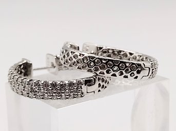 Soma B Sterling Silver Multi CZ Hoop Earrings 12.4G