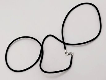 Sterling Silver Clasp Fabric Necklace 1.2G