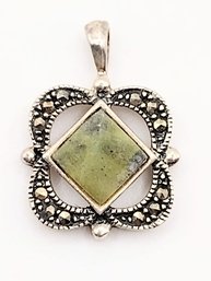 Sterling Silver Gemstone Marcasite Pendant 2.8G