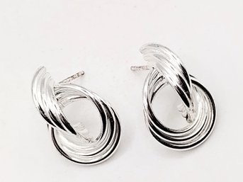 M Sterling Silver Post Earrings Italy 5.1G