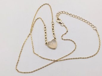 Gold Over Sterling Silver Chain Necklace Heart Pendant 2.4G