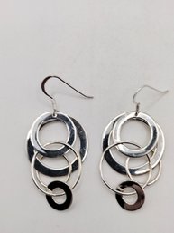 Signed Sterling Silver Dangle Hook Earrings 8.7G