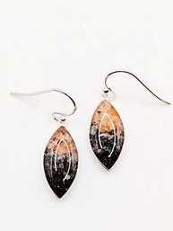 Sterling Silver Ocean Jasper Dangle Hook Earrings 3.5G
