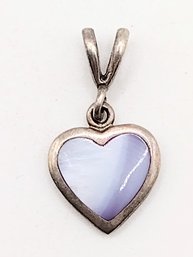 Sterling Silver Stone Inlay Heart Pendant 1.8G