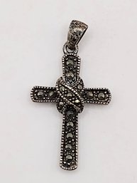 PD Sterling Silver Marcasite Cross Pendant 2.5G