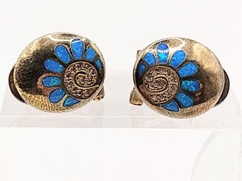 Casa De Oro Gold Over Sterling Silver Multi Stone Opal Post Earrings 6G