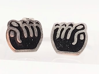 Sterling Silver Enamel Hand Post Earrings 2G