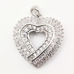 FZN Sterling Silver Multi Stone Heart Pendant 4.5G