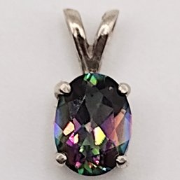 Signed Sterling Silver Mystic Topaz Pendant 0.7G