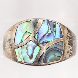 NF Sterling Silver Abalone Inlay Ring SZ 7 4.7G