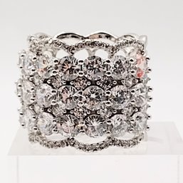 FZN Sterling Silver Open Work Multi Stone Ring SZ 7G