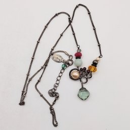 Anna Balham  Sterling Silver Multi Stone Necklace Italy 5.3G