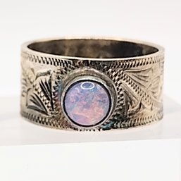 Signed Sterling Silver Opal Band SZ 7.5 6G