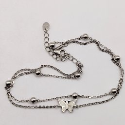 Sterling Silver Double Strand Opal Butterfly Bracelet 4.5G