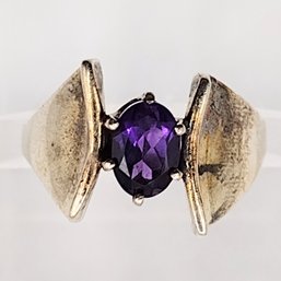 Sterling Silver Amethyst Ring SZ 6.5 4.6G