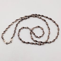 Pictosign Sterling Silver Twisted Necklace Italy 10.5G