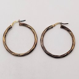Dyadema Gold Over Sterling Silver Twisted Hoop Earrings 4.2G