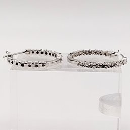 F Sterling Silver Hoop Earrings 3.2G