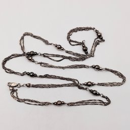 FAS Sterling Silver Multi Strand Necklace Italy 11.1G