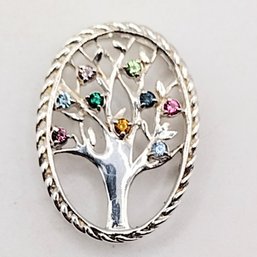 Sterling Silver Multi Stone Tree Pendant 2.5G