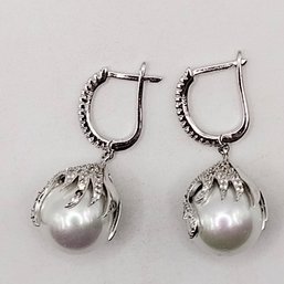 Del Sterling Silver Multi Stone Pearl Earrings 15.1G