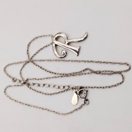 Sterling Silver Chain Necklace 'R' Pendant 4.5G
