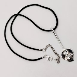 Pictosign Sterling Silver Pendant And Clasp With Cloth Cord Necklace 8.5G