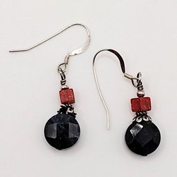 Sterling Silver Multi Stone Dangle Hook Earrings 2.9G