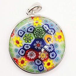 Sterling Silver Millefiori Pendant 4.2G