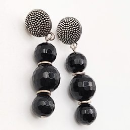 Sterling Silver Garnet Dangle Post Earrings 9.1G