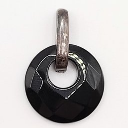 Signed Sterling Silver Onyx Pendant 4.1G