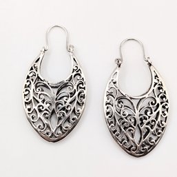 CFJ Sterling Silver Open Work Hoop Earrings 9.1G