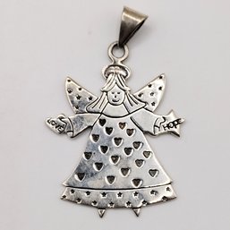 Sterling Silver Guardian Angel Pendant 14.3G