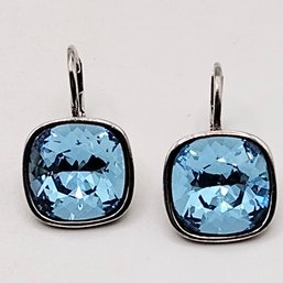 Sterling Silver Blue Stone Hook Earrings 5.5G